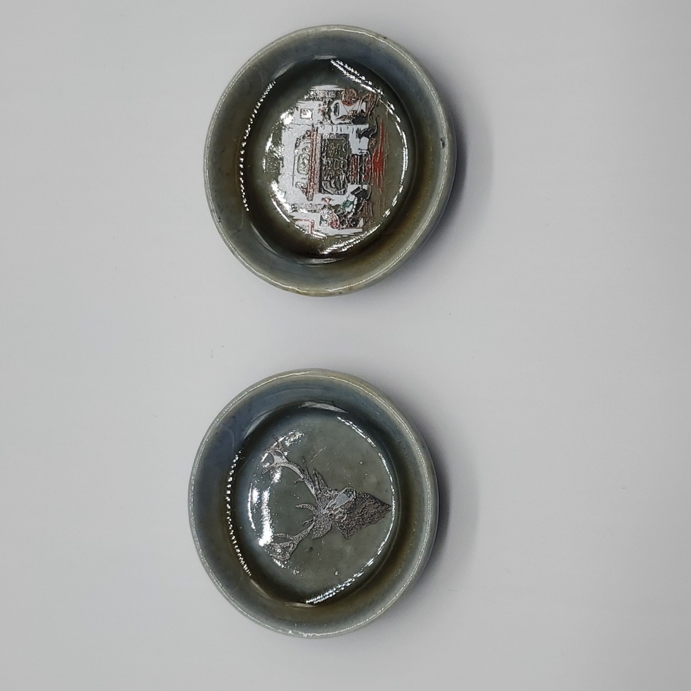 Set of 2 Irish porcelain butter pat dishes
